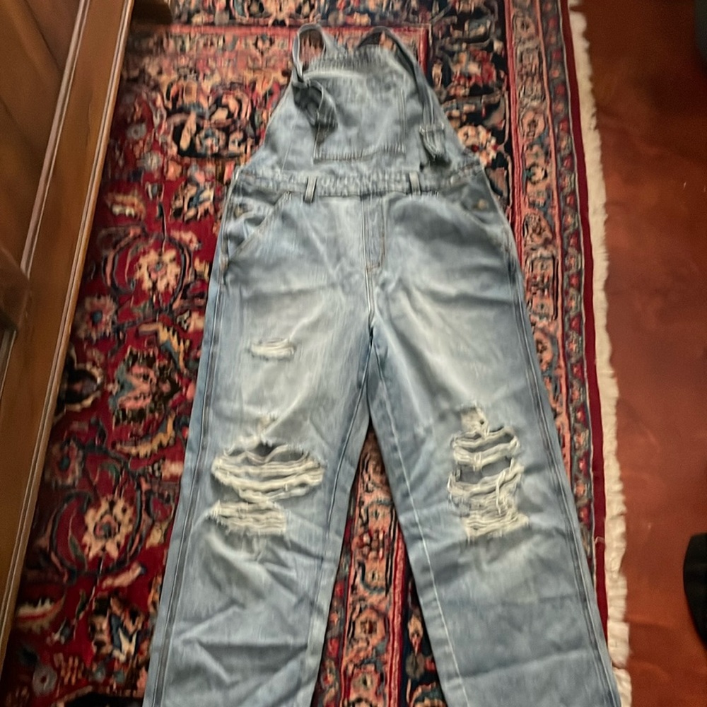 Distressed overalls